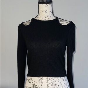 SO Black Ribbed Knit Top
